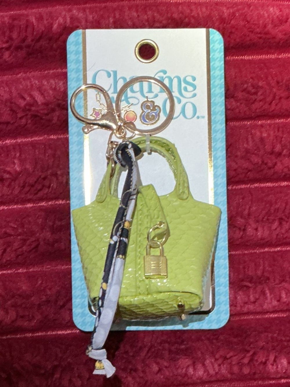 Lime Green Mini Tote Keychain and Card Holder